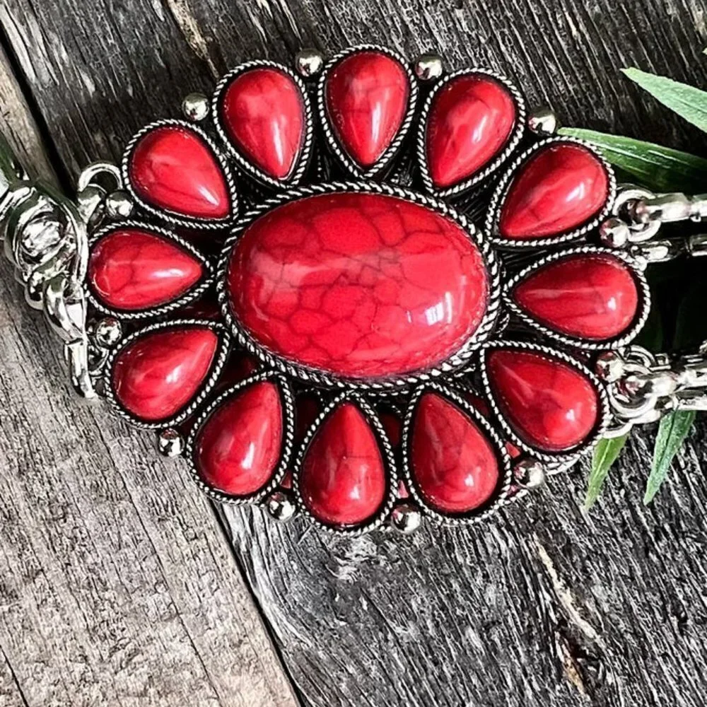 Red Faux Marble Concho Belt Girls